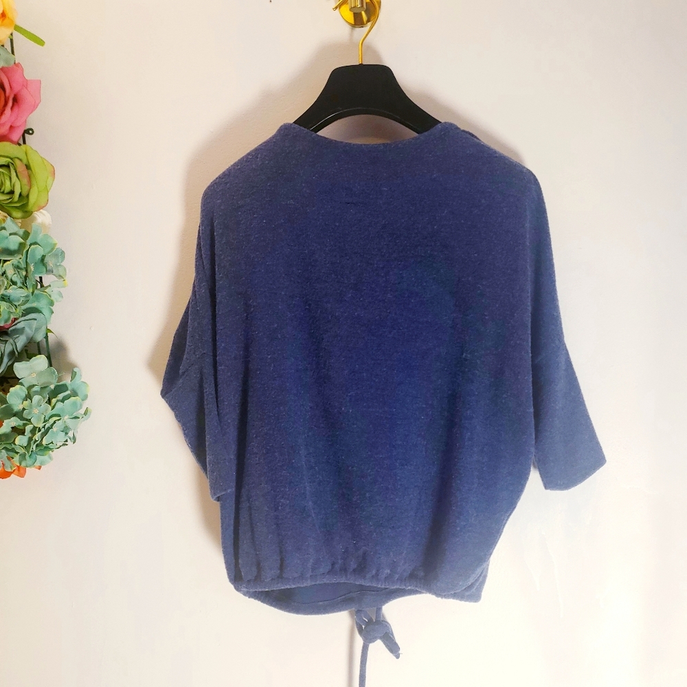 NEW CHASER Blue Sweater Top Tee SMALL Boat Neck Long sleeve Drawstring Stretch - Picture 10 of 13